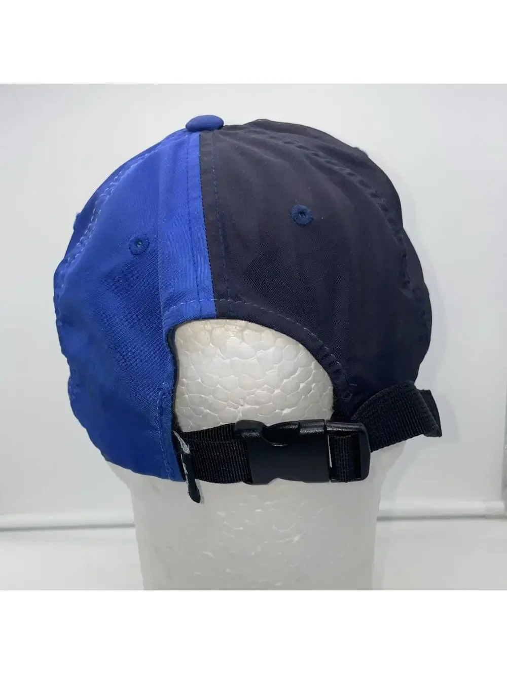 STUSSY Designs Two-Tone Black/Blue Hat Polyester Cap Black Buckle RARE!